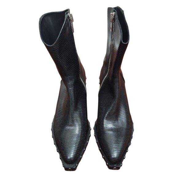 Rag & Bone santiago mid boots Womens black Lizard-embossed calf Size EU 40/US9.5 - Picture 4 of 16